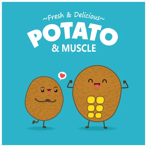 Patates Karakterli Klasik Yemek Posteri Tasarımı — Stok Vektör