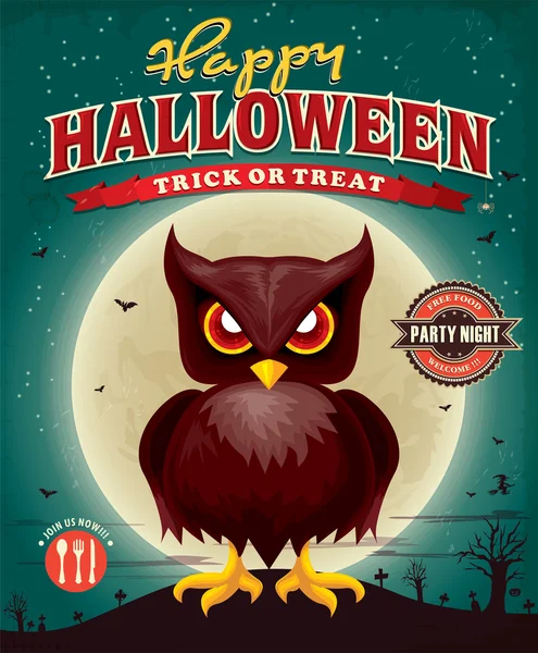 Vintage Halloween poster design — Stock Vector