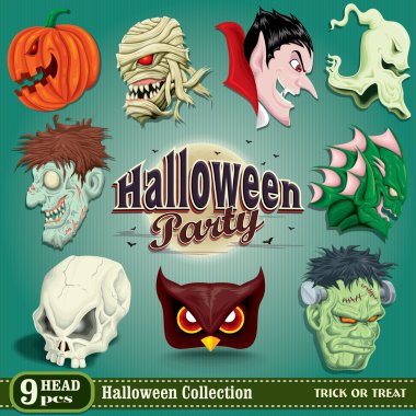 Vintage Halloween poster design set vector