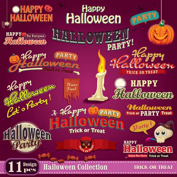 Set Vintage halloween poster tasarımı — Stockvector