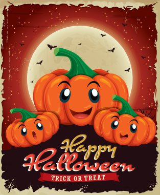 Vintage halloween poster tasarımı ile kabak