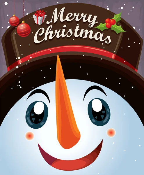 Diseño de póster de Navidad vintage con muñeco de nieve — Archivo Imágenes Vectoriales