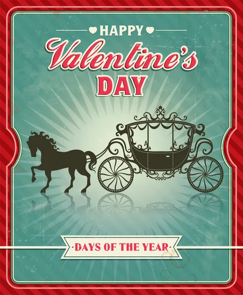 Vintage Valentine poster design avec chariot — Image vectorielle