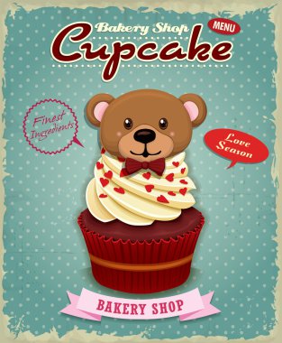 Vintage Sevgililer cupcake poster tasarımı