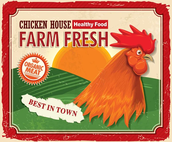 Vintage Farm design de cartaz fresco — Vetor de Stock