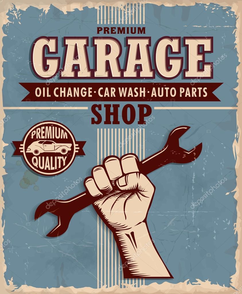 Vintage design affiche garage image vectorielle par Donnay Vintage design affiche garage image vectorielle par Donnay