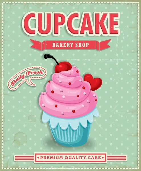 Diseño de póster de cupcake vintage — Archivo Imágenes Vectoriales