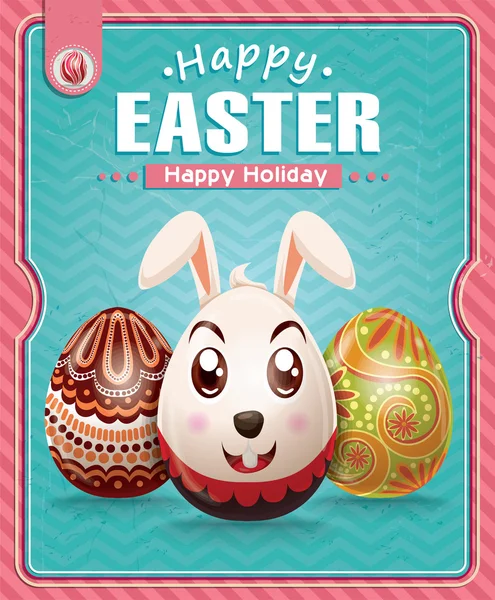 Poster de Pâques design vintage avec lapin — Image vectorielle