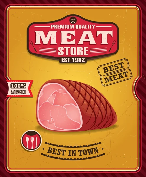 Vintage design poster di carne — Vettoriale Stock