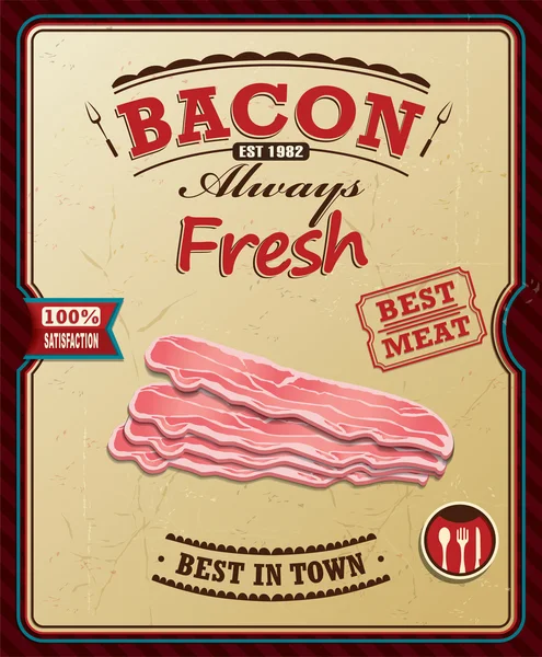 Desain poster bacon antik - Stok Vektor