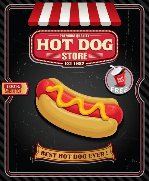 Vintage Hot Dog Poster Design — Stockvektor