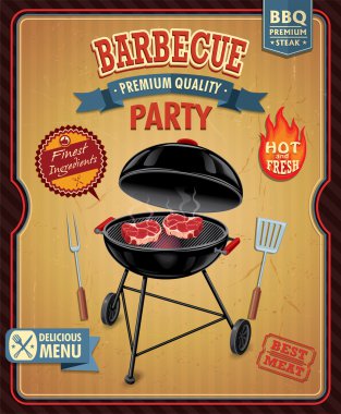 Vintage Barbekü poster tasarımı