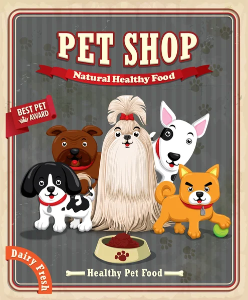 Diseño de póster Vintage Pet Shop — Archivo Imágenes Vectoriales