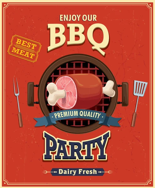 Vintage BBQ poster design — Stock Vector