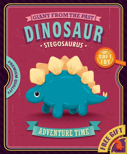Design de cartaz de brinquedo de dinossauro vintage com Stegosaurus — Vetor de Stock