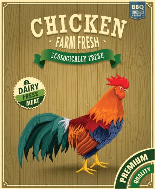 Vintage farm fresh chicken poster design clipart