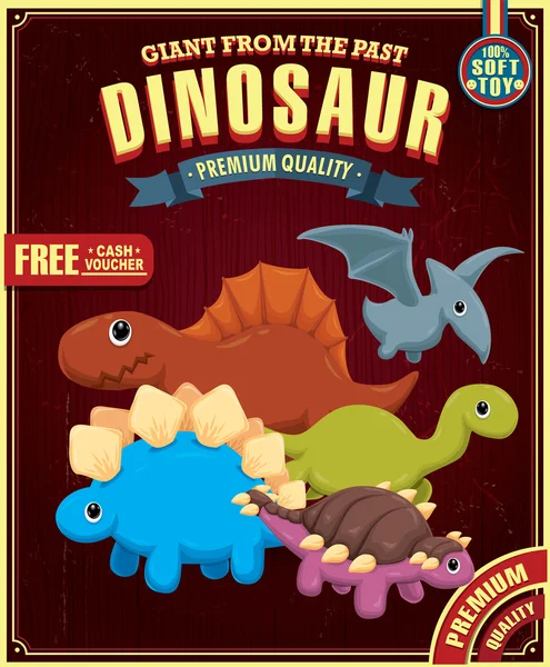 Diseño de póster de dinosaurio vintage — Archivo Imágenes Vectoriales