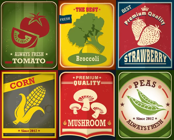 Vintage farm frisch Poster-Design-Set — Stockvektor