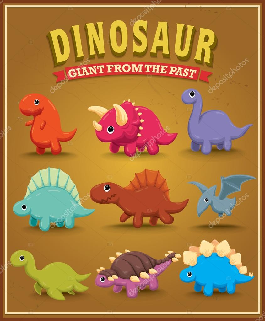 Dinosaurio con cartel imágenes de stock de arte vectorial | Depositphotos
