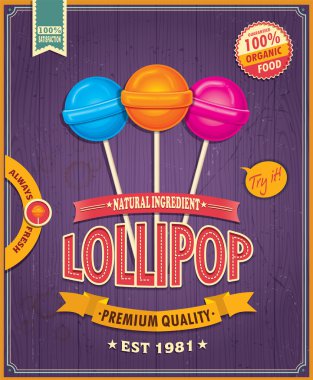 Vintage lolipop şeker poster tasarımı