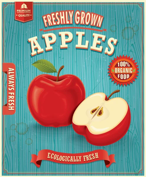 Granja Vintage diseño de manzana fresca — Archivo Imágenes Vectoriales