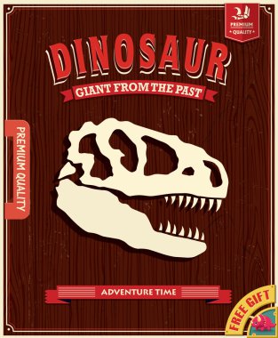 Vintage dinozor fosil poster tasarımı