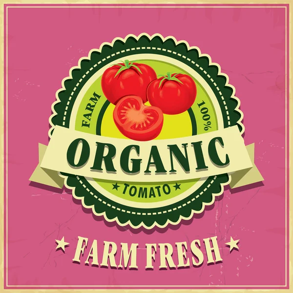 Vintage farm fresh tomato poster design — Stock Vector