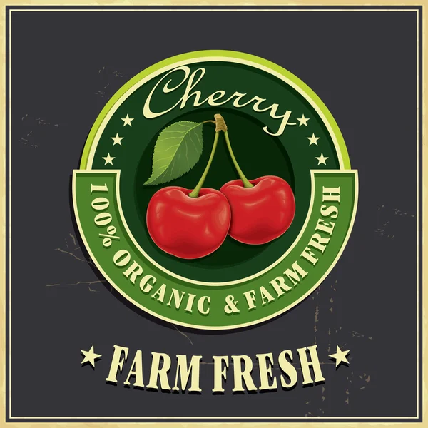 Vintage fazenda design de pôster de cereja fresca — Vetor de Stock