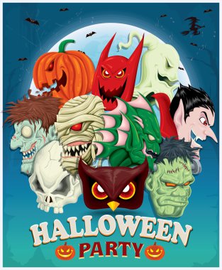 Vintage halloween poster design vector Vintage halloween poster design vector