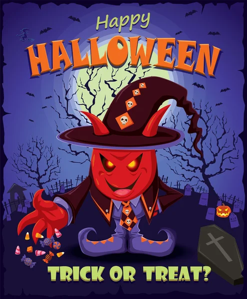 Design di poster vintage halloween — Vettoriale Stock