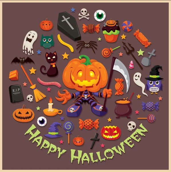 Juego de diseño de póster Vintage Halloween — Vector de stock