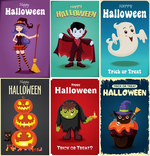 Vintage design plakátu halloween sada — Stockový vektor