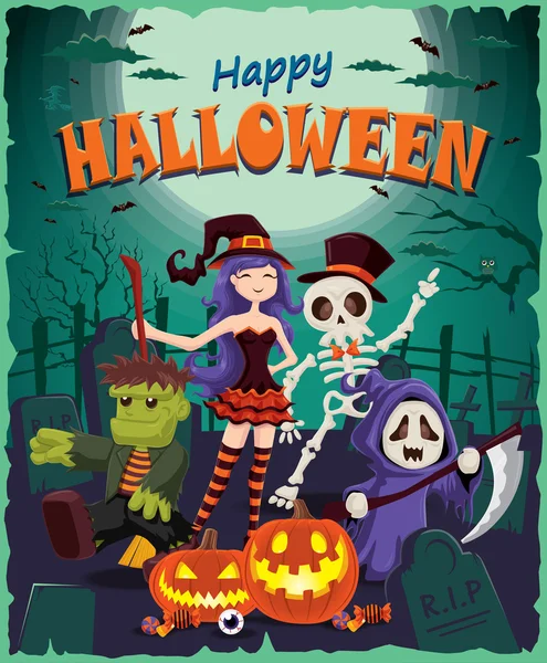 Diseño de póster Vintage Halloween — Vector de stock