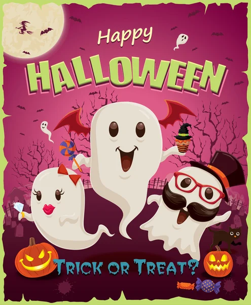 Diseño de póster Vintage Halloween — Vector de stock