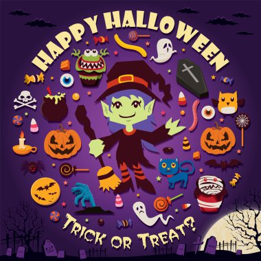 Vintage halloween poster tasarımı