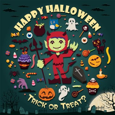 Vintage halloween poster tasarımı