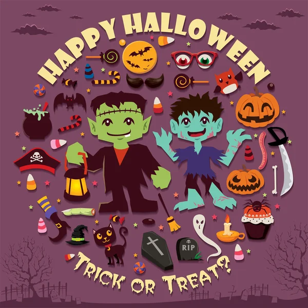 Design de cartaz de Halloween vintage —  Vetores de Stock