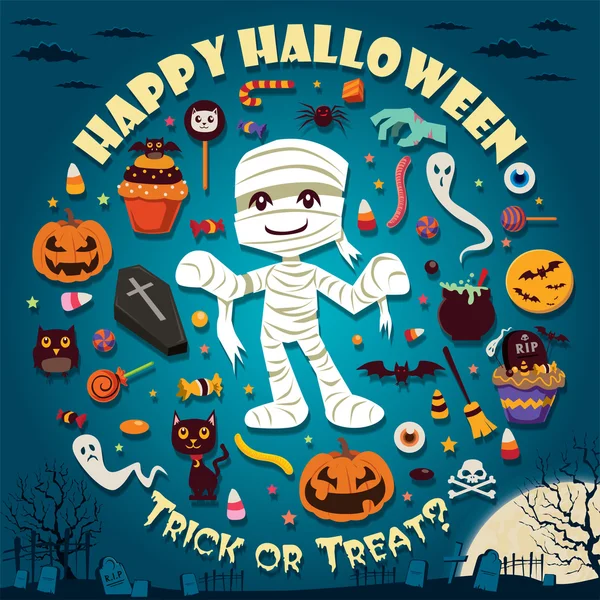 Vintage Halloween poster design — Stock Illustration Vintage Halloween poster design Vector Graphics