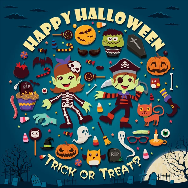 Vintage Halloween poster design — Stock Illustration Vintage Halloween poster design Royalty Free Stock Illustrations