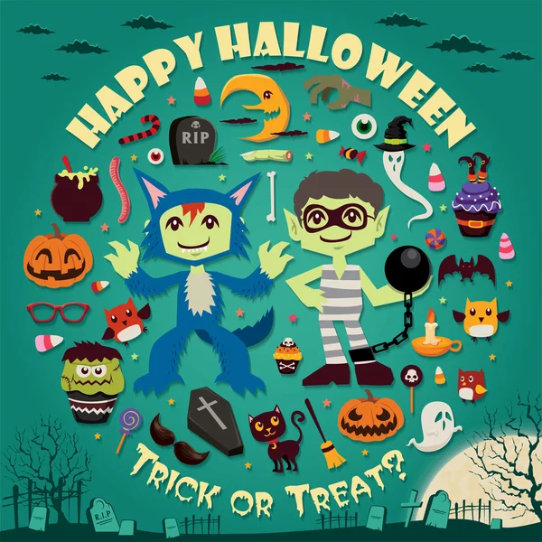 Vintage Halloween poster design — Stock Illustration Vintage Halloween poster design Royalty Free Stock Vectors