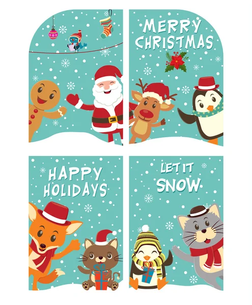 Diseño de póster de Navidad vintage con Santa Claus — Vector de stock