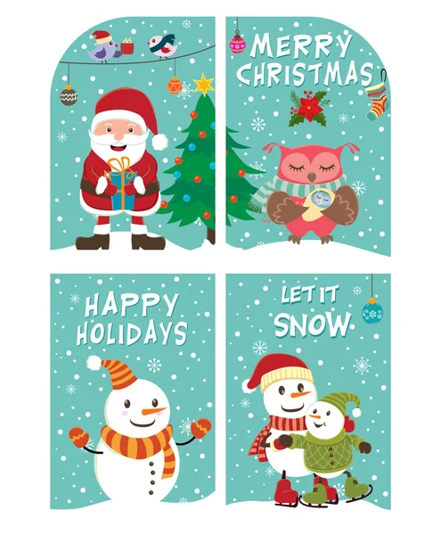 Vintage Christmas poster design with Santa Claus — Stock Vector