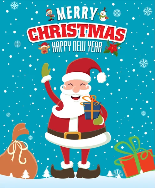 Desain poster Natal dengan Santa Claus - Stok Vektor