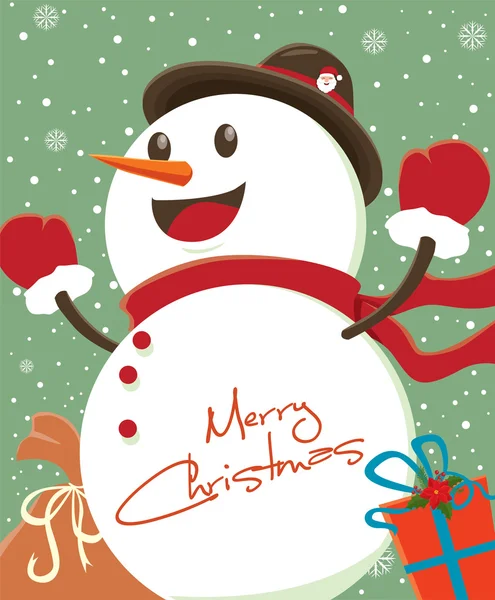 Вінтажний різдвяний плакатний дизайн зі сніговиком — стоковий вектор