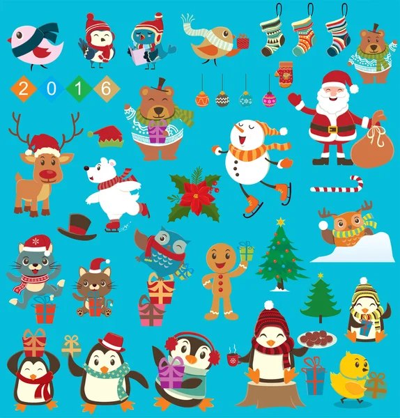 Conjunto de design de cartaz de Natal vintage — Vetor de Stock
