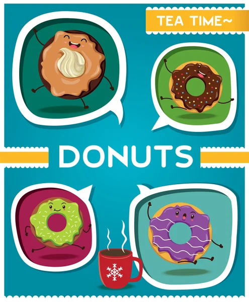 老式的甜甜圈海报设计 — 图库矢量图片