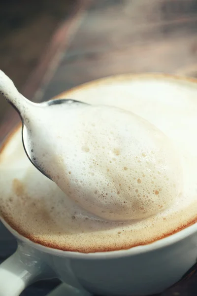 Close up de café com leite — Fotografia de Stock