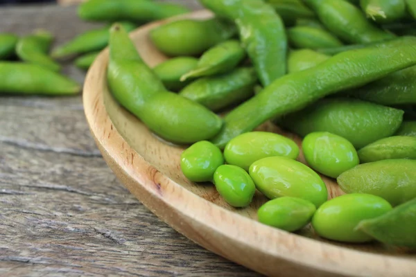 Close up of green soybeans — Stock Photo, Image