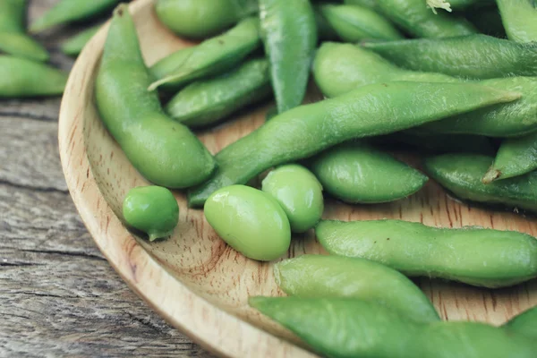 Close up van groene sojabonen — Stockfoto