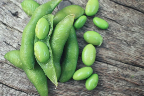 Close up van groene sojabonen — Stockfoto